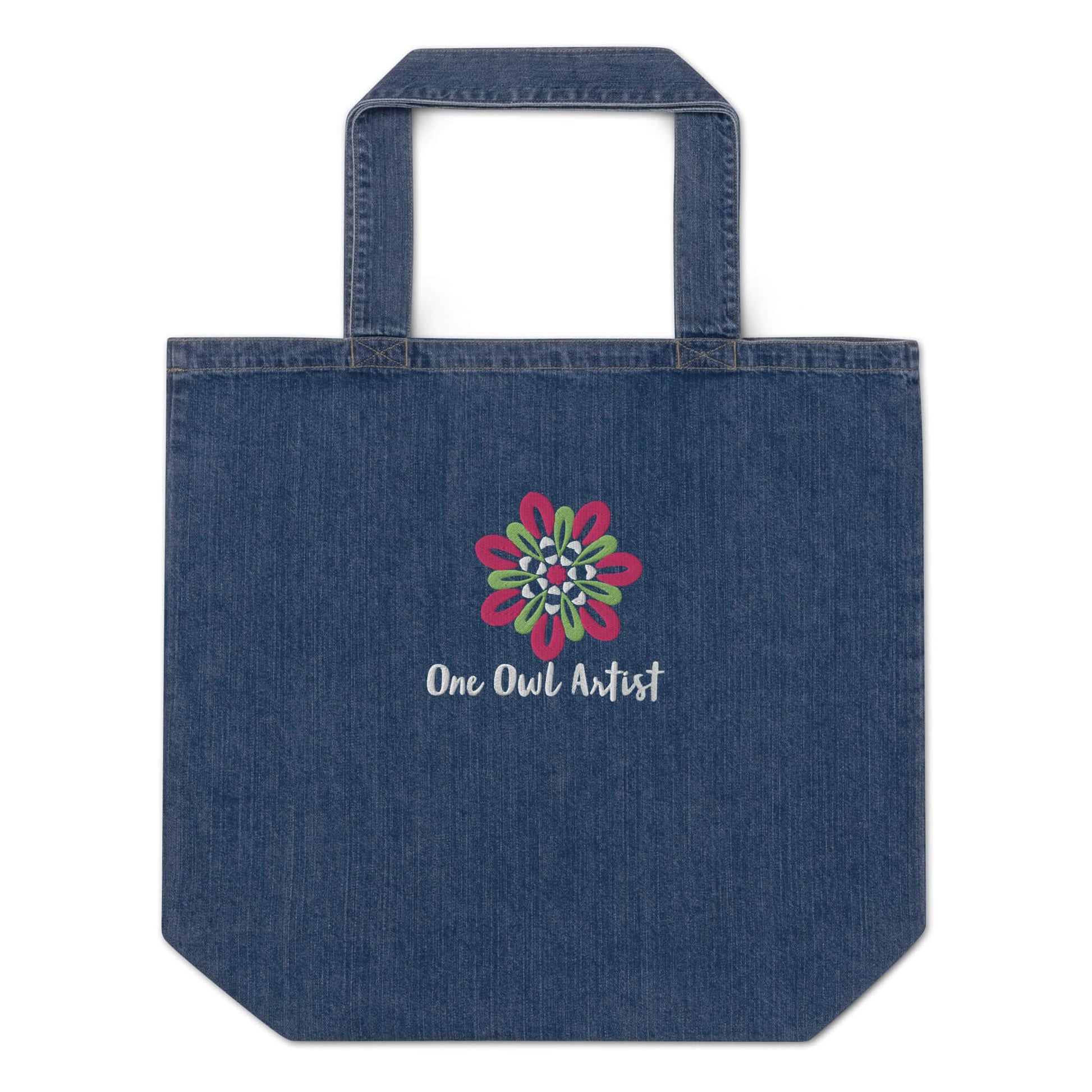 one owl artist denim tote bag