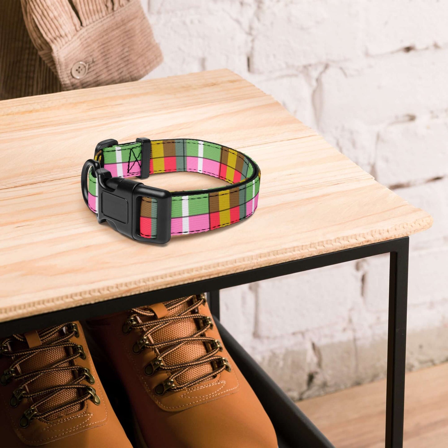 One Owl Artist personalized plaid dog collars