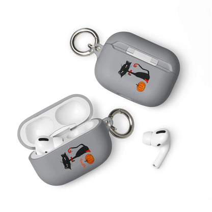 Grey Halloween Cat Rubber Case for AirPods