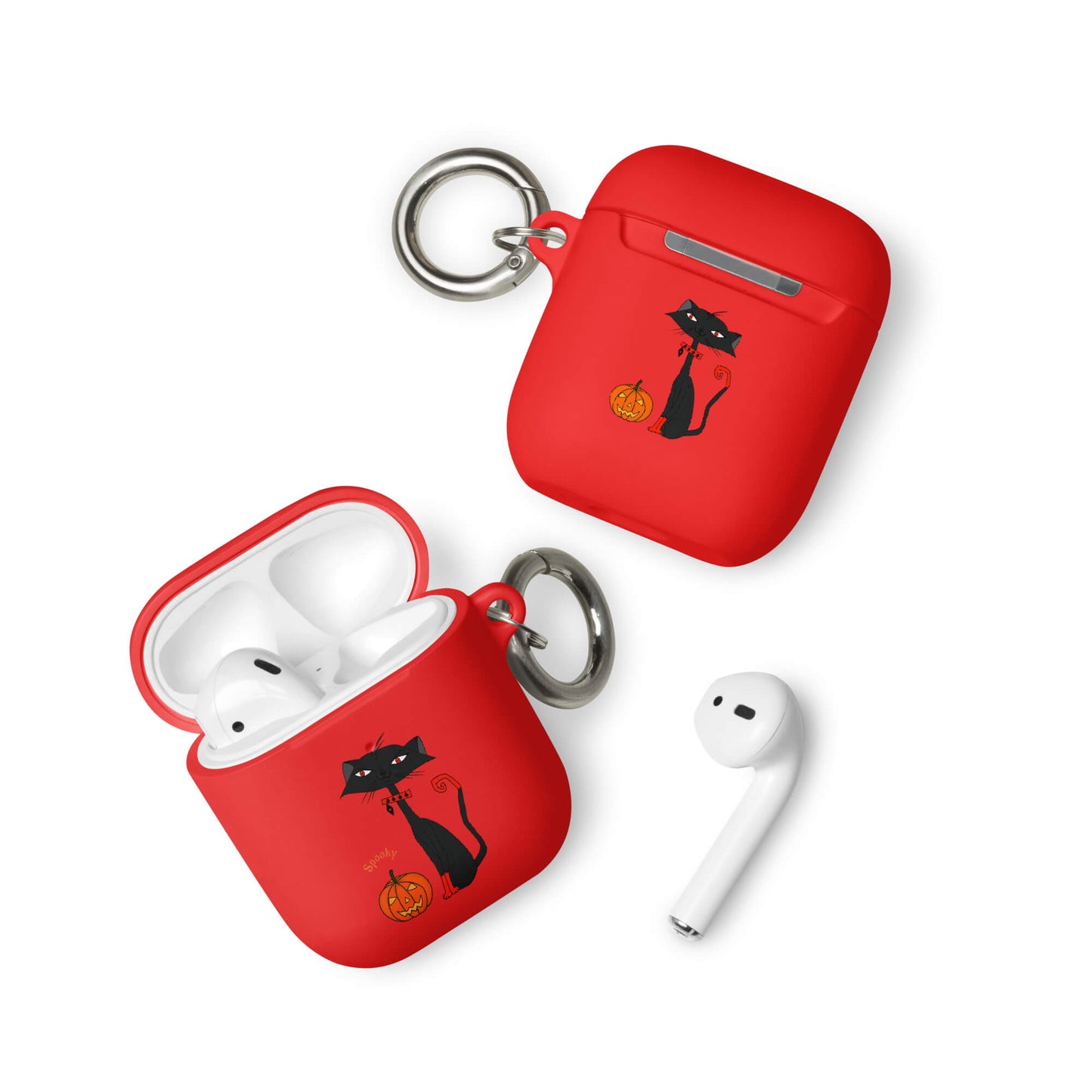 Halloween Cat Red Rubber Case for AirPods