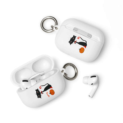 Halloween Cat White Rubber Case for AirPods 
