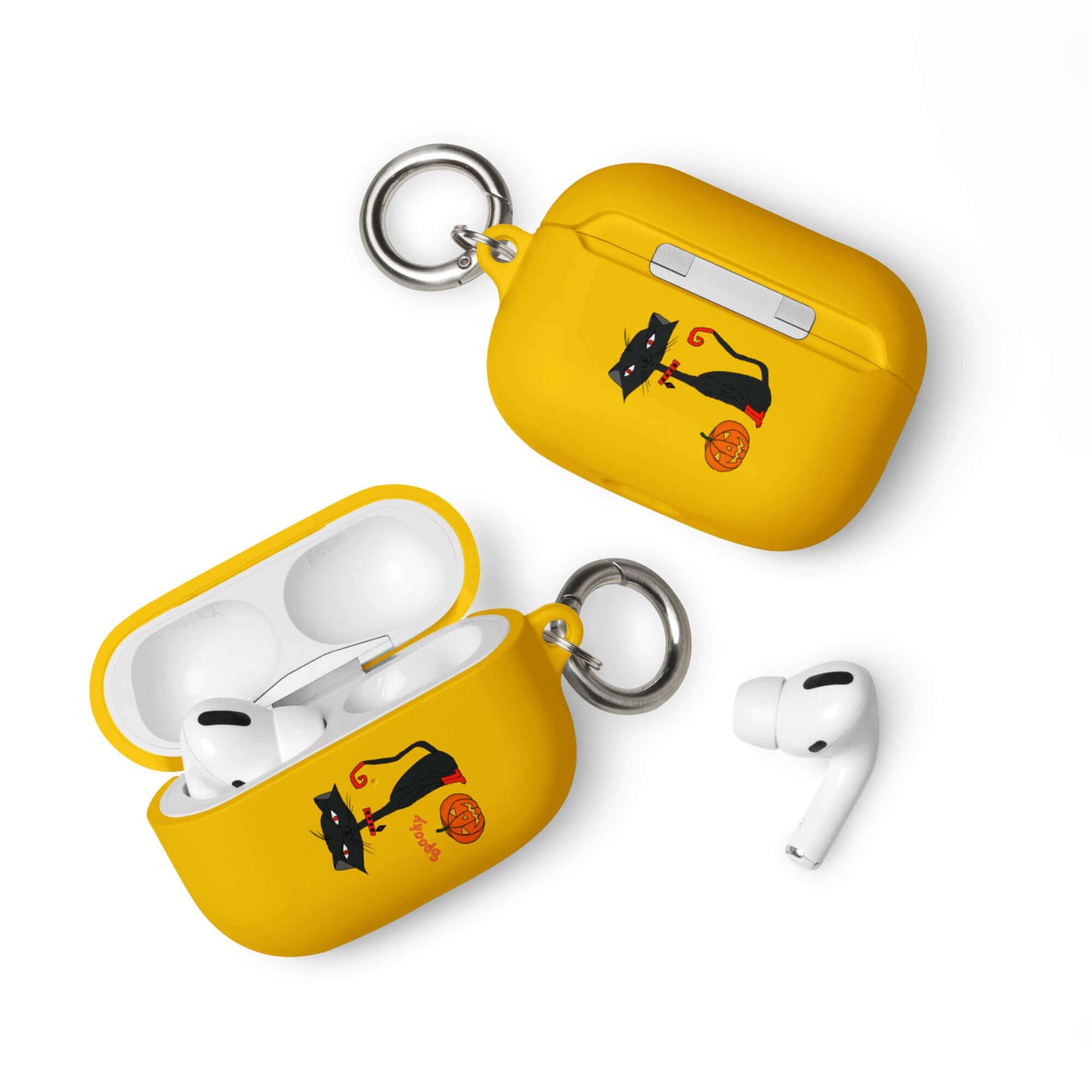 Halloween Cat Yellow Rubber Case for AirPods Pro