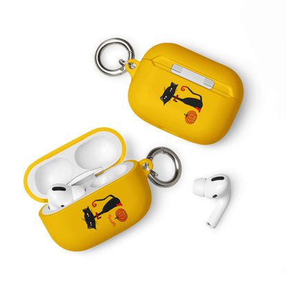 Halloween Cat Yellow Rubber Case for AirPods Pro