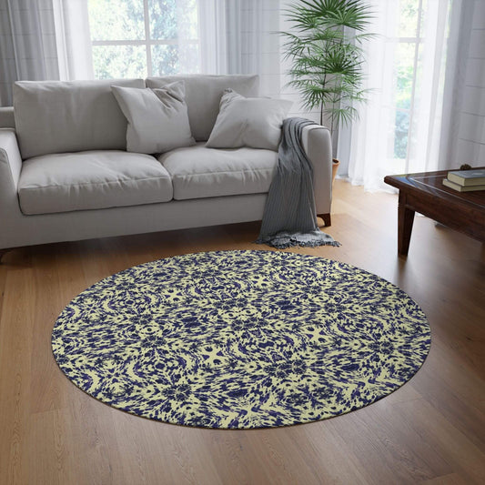 Rug for Lounge Room with Abstract Blue Pattern Design