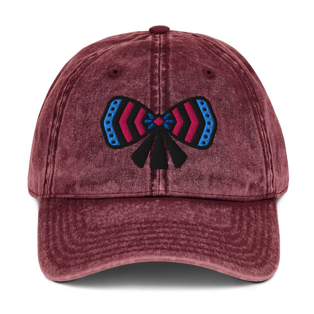 embroidered maroon cotton twill cap