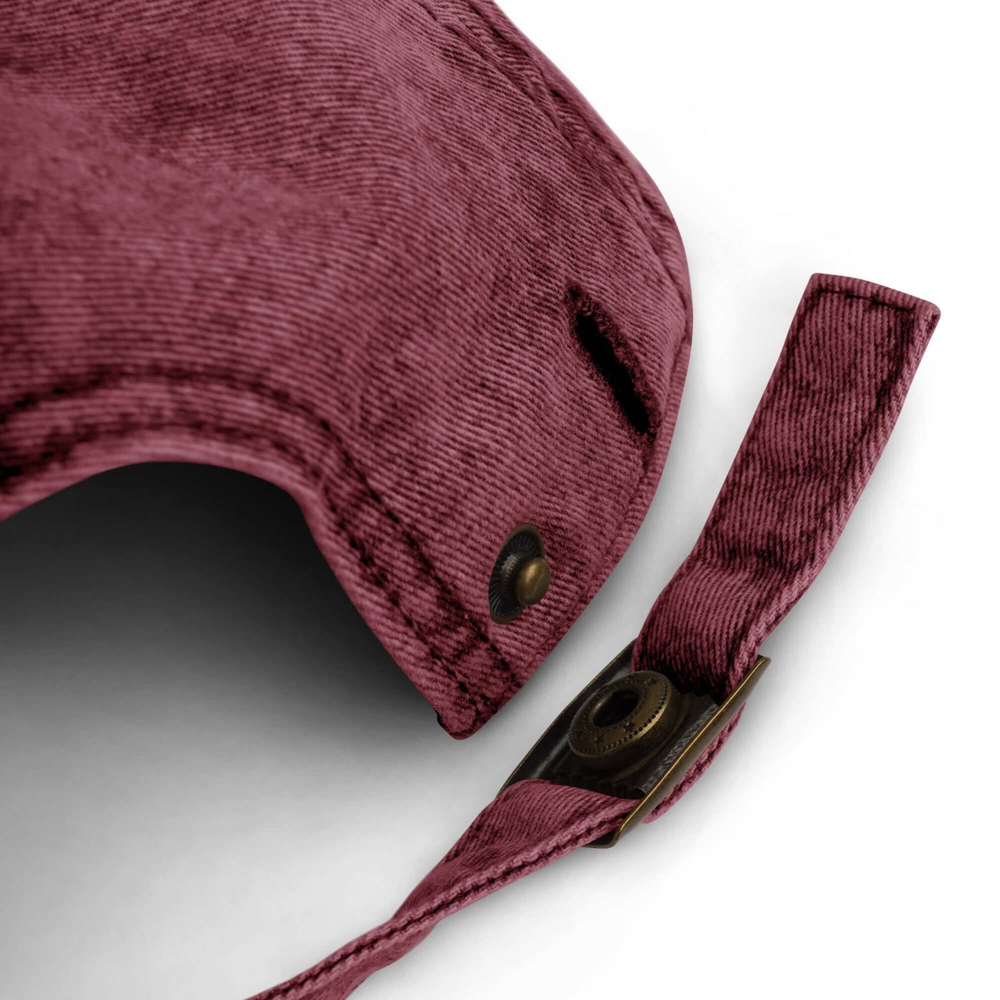 close up of maroon cotton twill cap