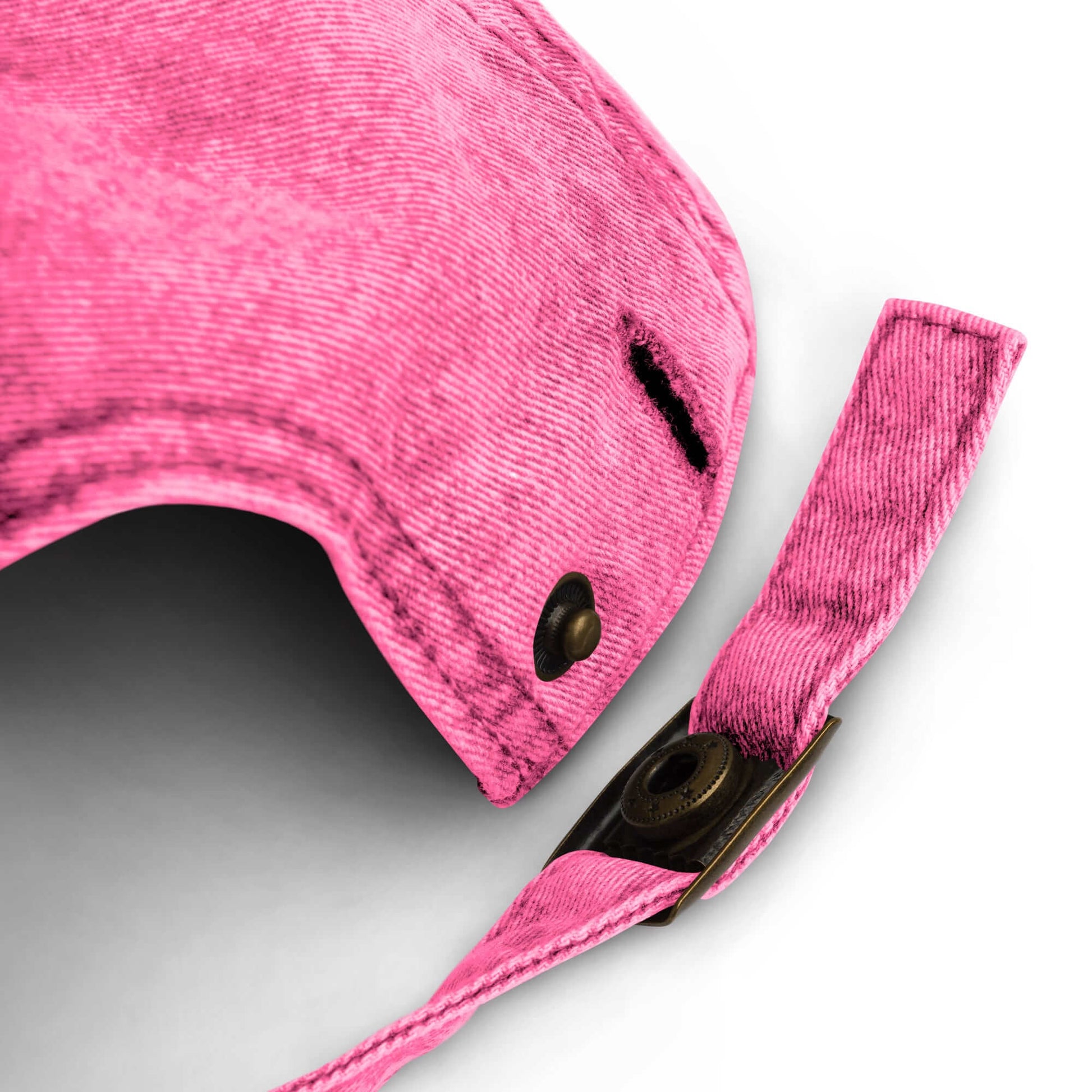 ribbon bow embroidered pink cotton twill cap close-up back