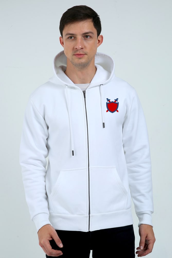 fleece zip up hoodie white men