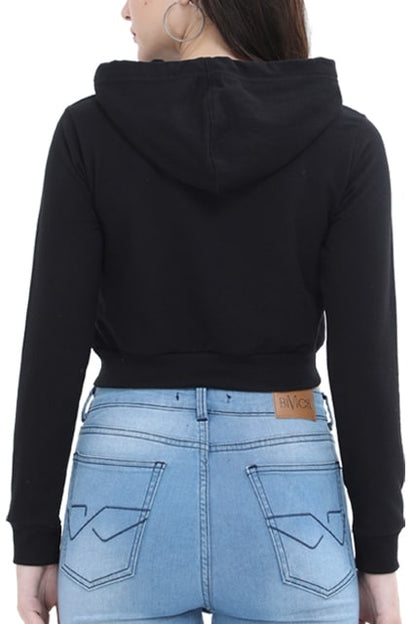 black cropped hoodie back women