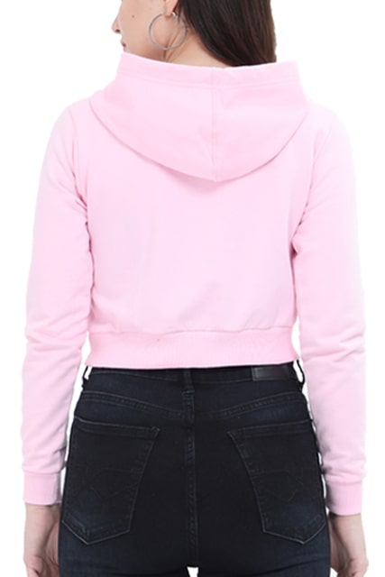 light pink cropped hoodie back women