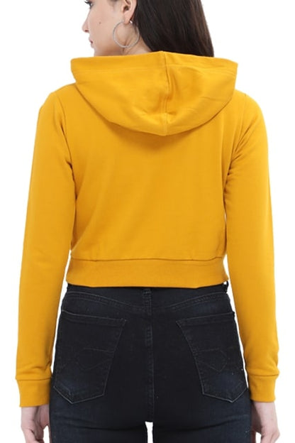 mustard yellow cropped hoodie women