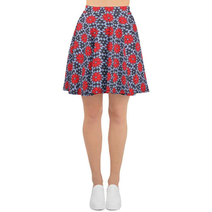 women's red floral skater skirt