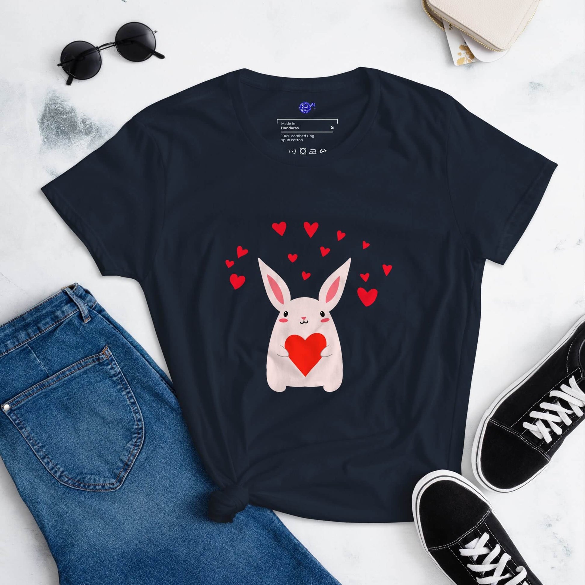 Navy blue shirt bunny graphic printed