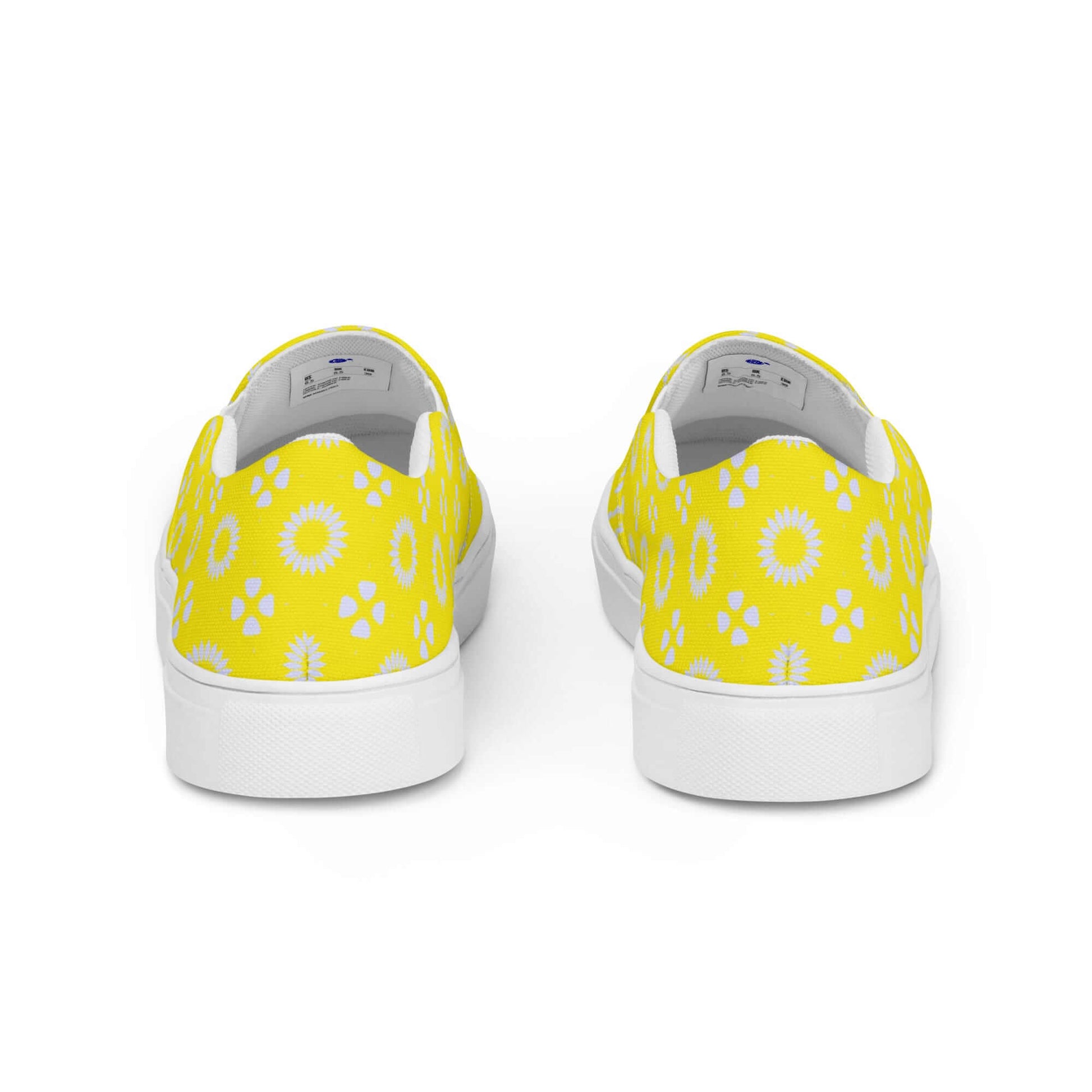 Yellow floral slip on canvas shoes