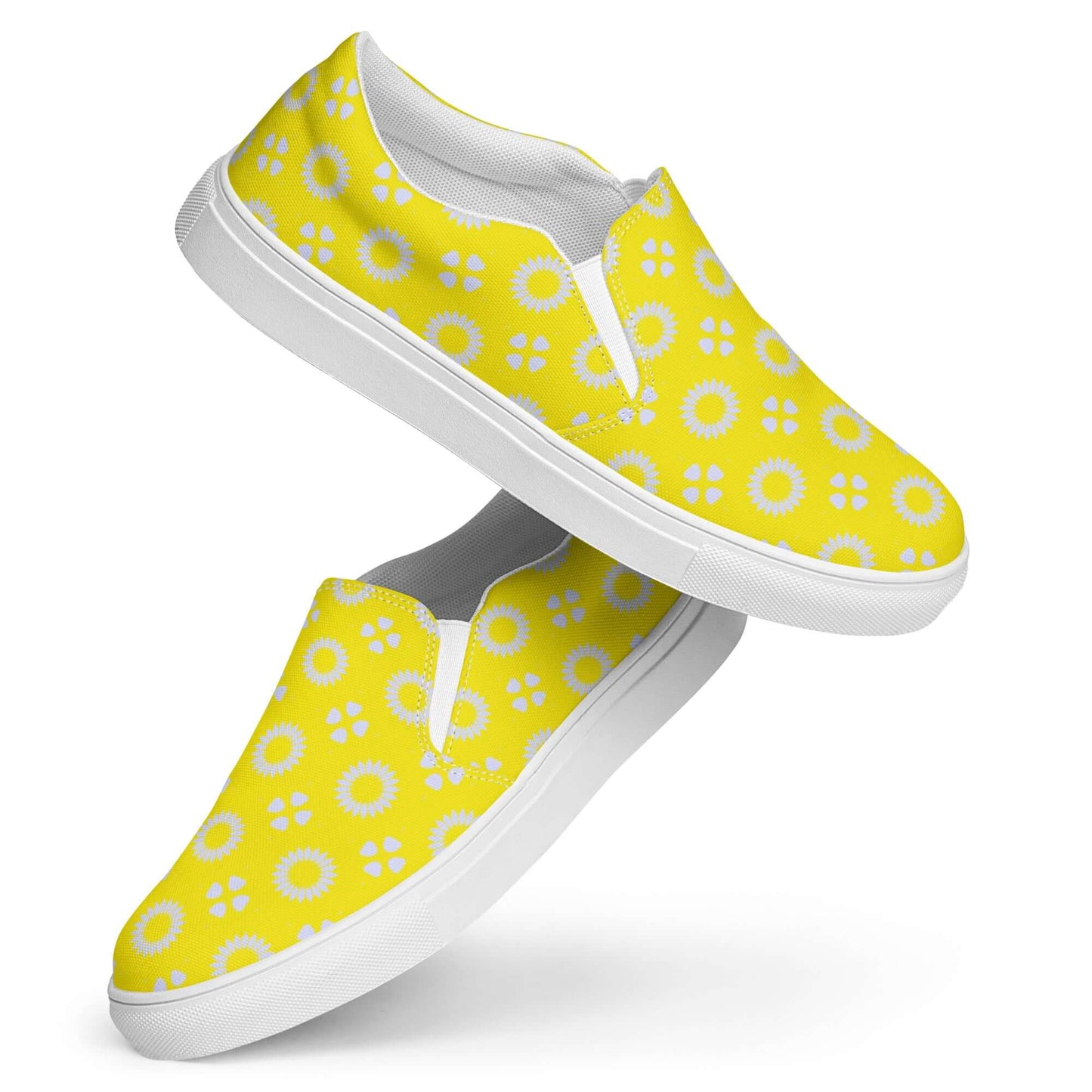 Yellow floral canvas shoes women's