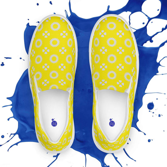 Yellow floral canvas shoes women's