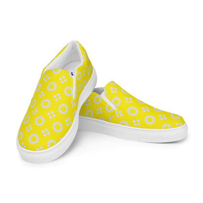 Yellow floral canvas shoes women's