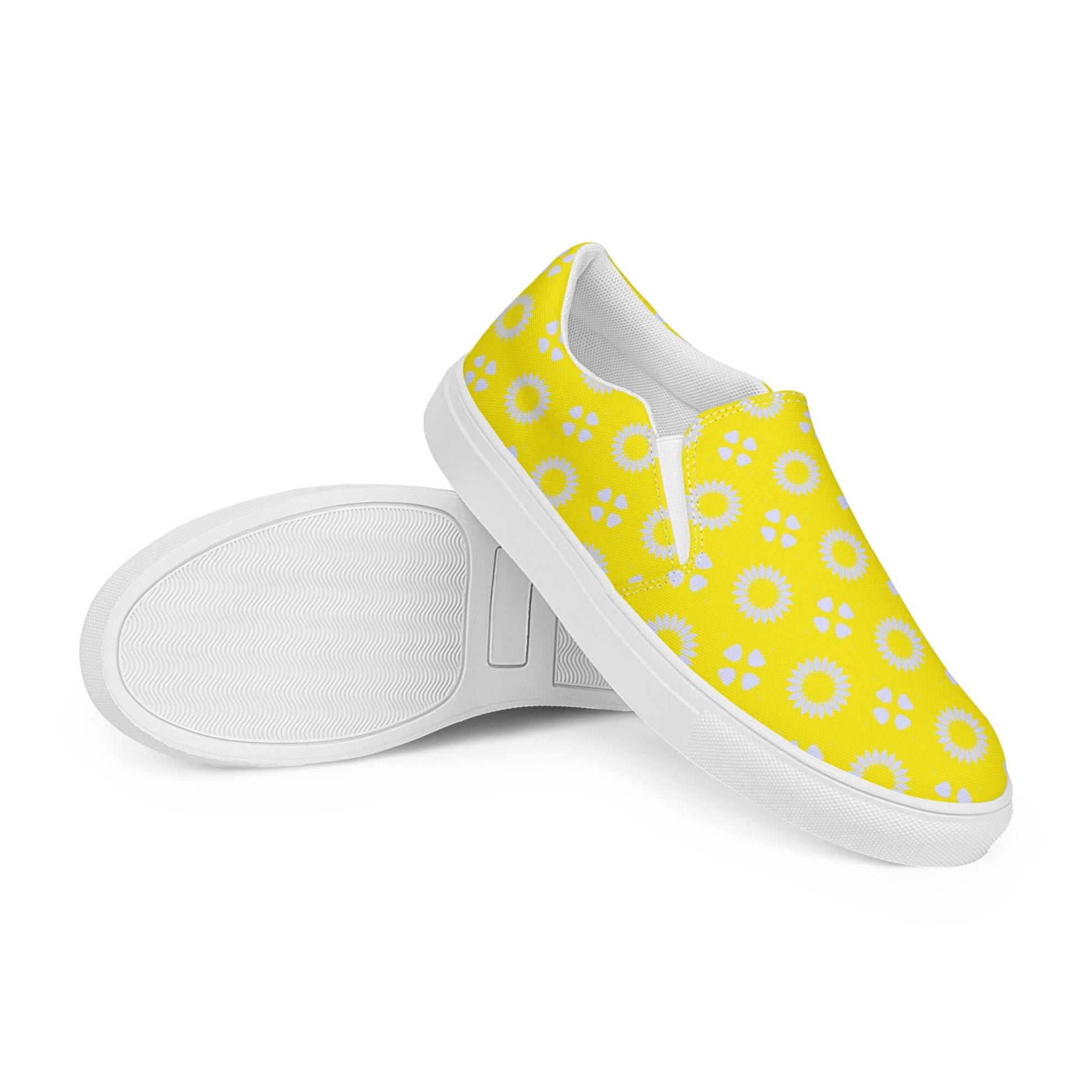 Yellow floral canvas shoes women's