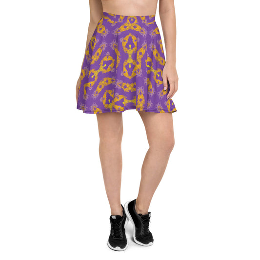 1owlartist.com Purple Skater Skirt with Yellow Pattern