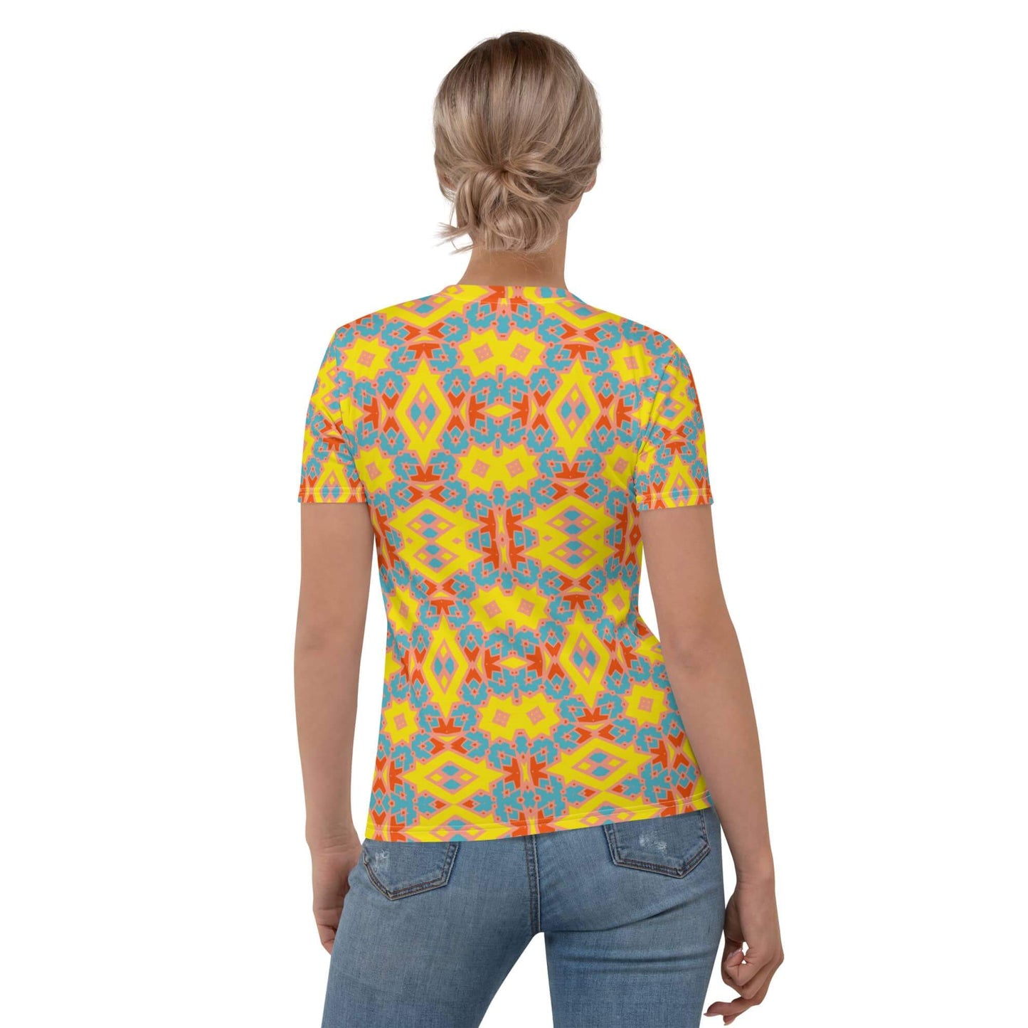 all over print crew neck yellow t-shirt