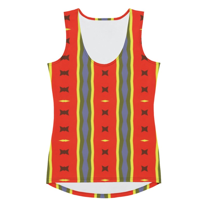 Body Hugging Tank Top with Vertical Pattern Design