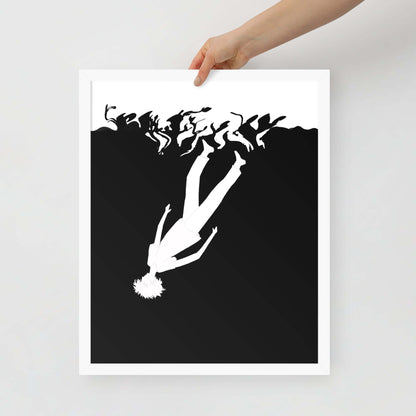 Man sinking into the darkness wall art