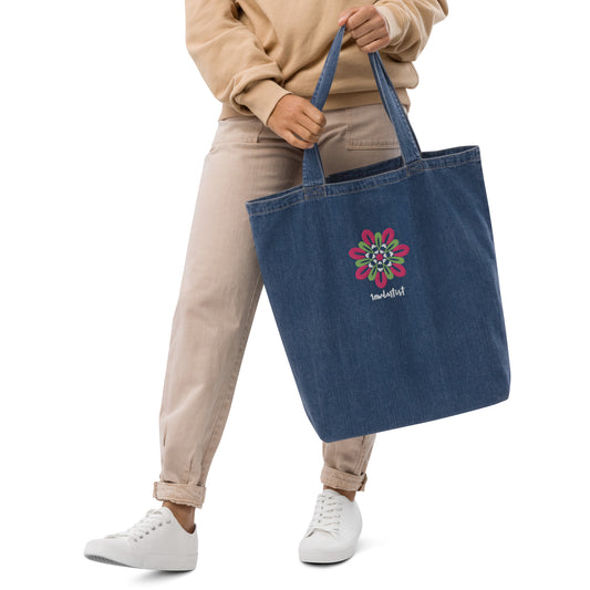 Embroidered Denim Organic Tote Bags
