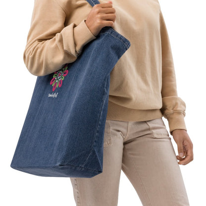 Embroidered Denim Organic Tote Bags