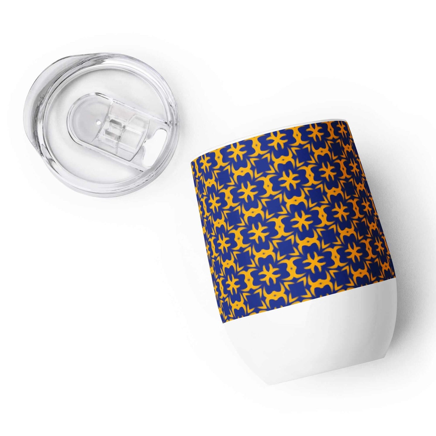 Blue Wine tumbler with Golden Pattern