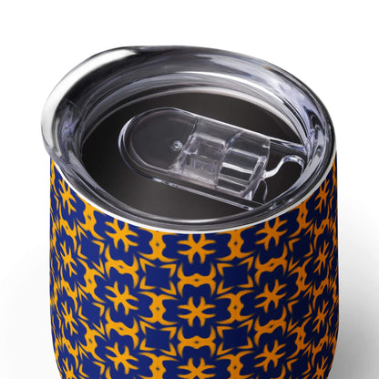 Blue Wine tumbler with Golden Pattern